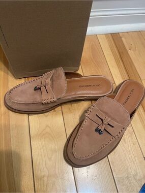 Lucky Brand Tan Suede Tassel Mule Loafers